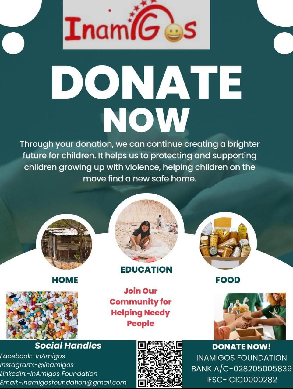 Three pillars: Home · Education · Food